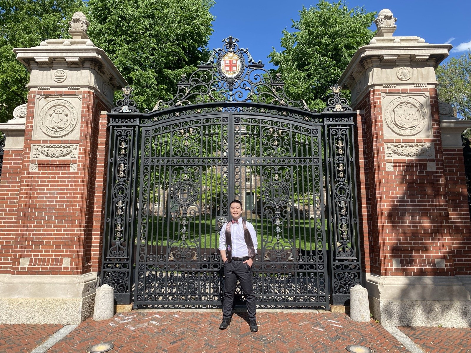 Standing in front of the Van Wickle Gates
